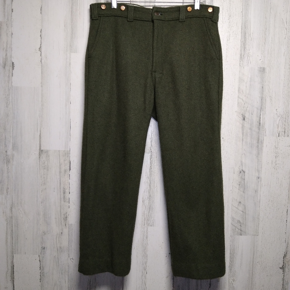 Vintage Codet Green Wool Hunting Pants Hemmed to 36x27